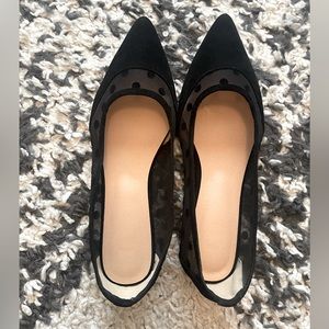 Mesh and faux velvet/suede polka dot flats. Size 9.5